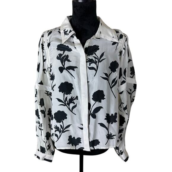 Maeve Tops - Maeve by Anthropologie Floral Blouse Black & White size L
